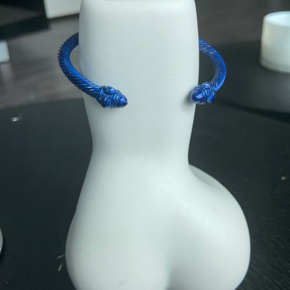 David Yurman aluminum cable bracelet Blue